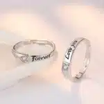 Bague de couple argentée ajustable 1