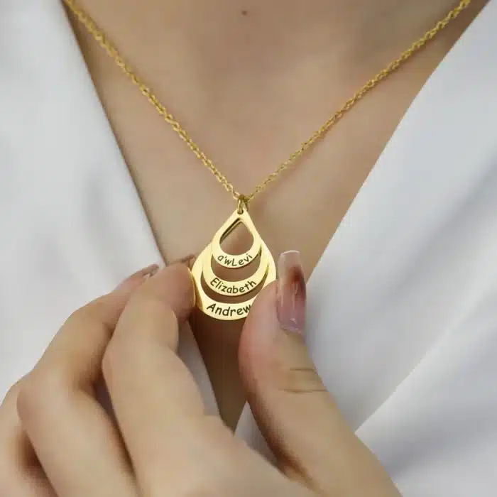 Collier couple personnalisé goutte d'eau pour femme 1