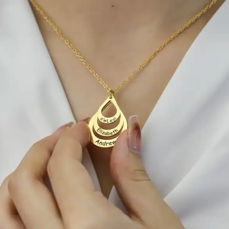 Collier couple personnalisé goutte d'eau pour femme 1