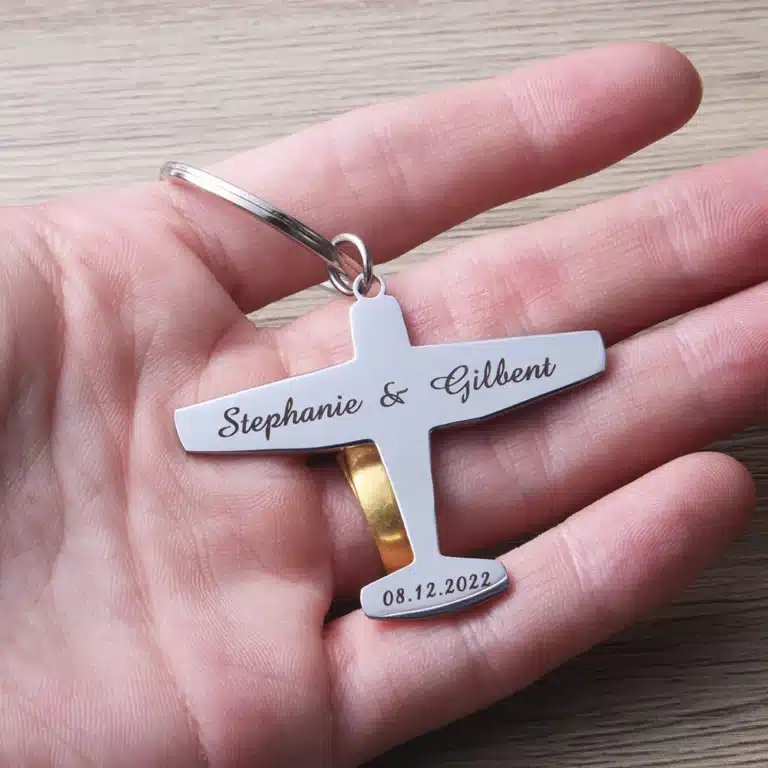 Porte-clés couple personnalisé avion 3