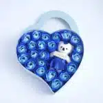 Rose éternelle boite coeur avec nounours 5