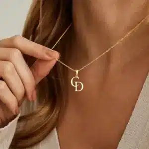 Collier symbole couple fort initiales 7