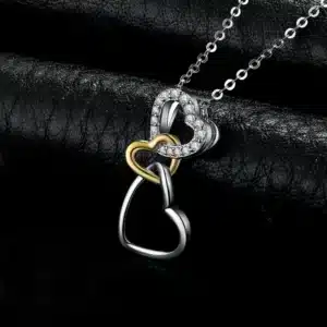 Collier femme triple coeur brillant 2