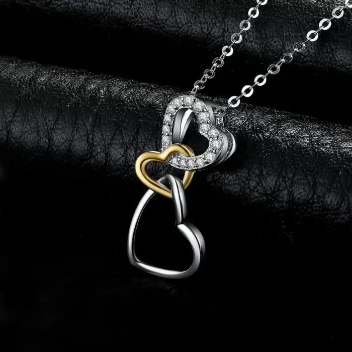 Collier femme triple coeur brillant 2