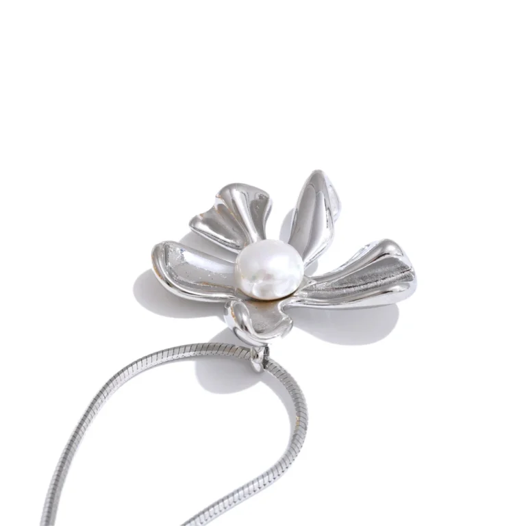 Collier couple femme fleur avec perle 7