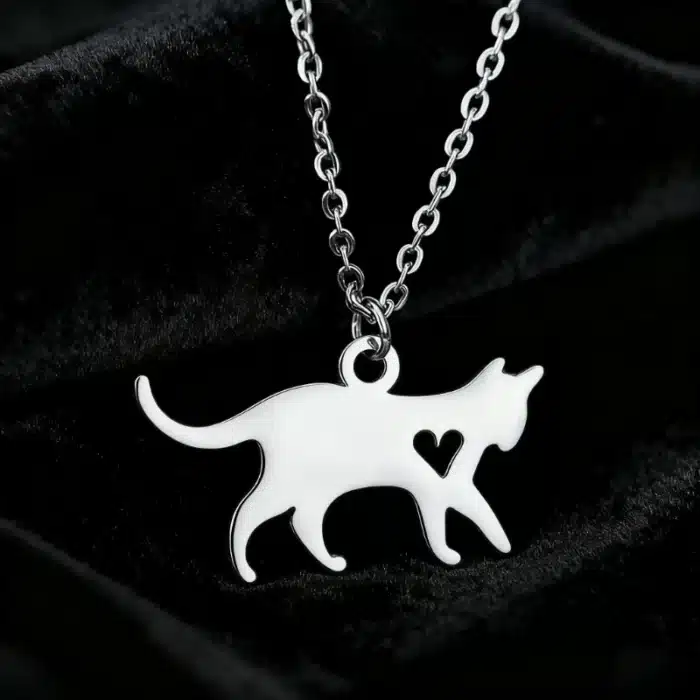 Collier couple chaton coeur femme 3