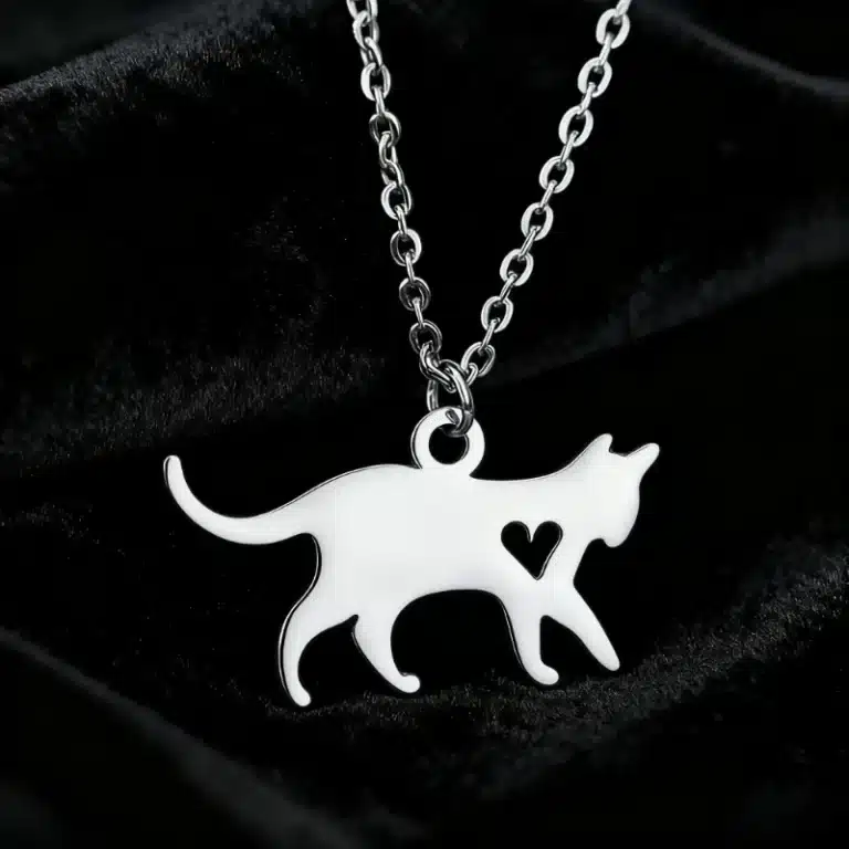 Collier couple chaton coeur femme 3