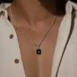 Collier couple initiales noir et argent 2