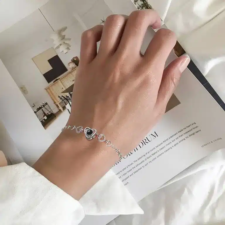 Bracelet couple photo projection coeur pour femme 3