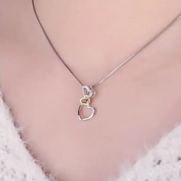 Collier femme triple coeur brillant 4