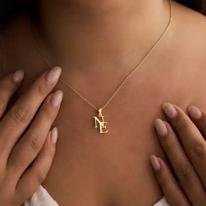 Collier symbole couple fort initiales 3