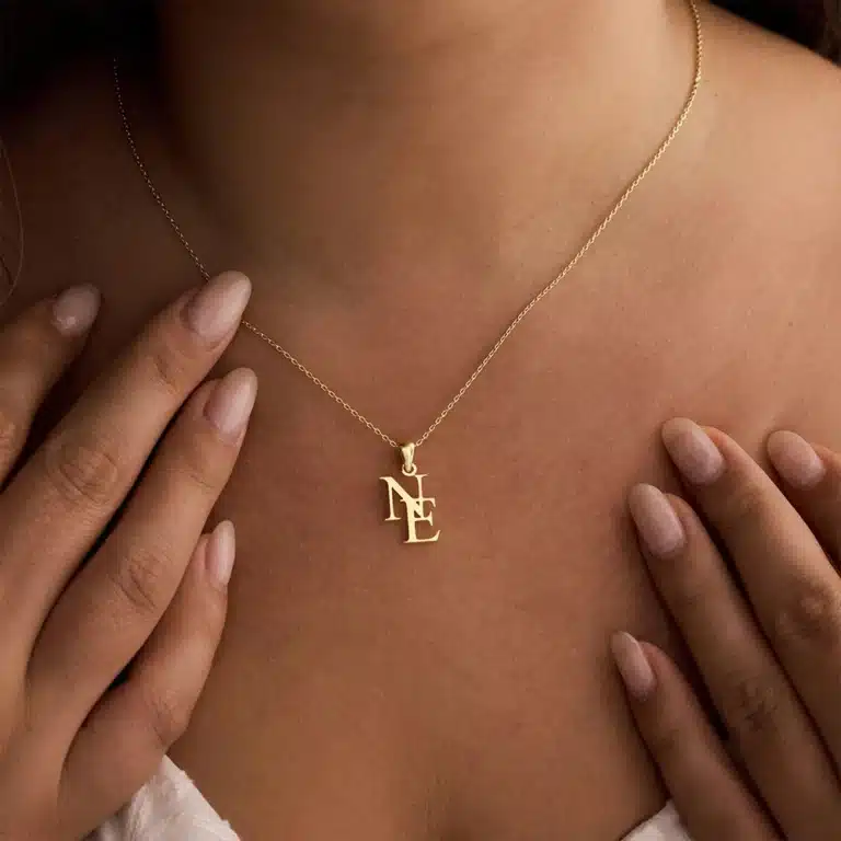 Collier symbole couple fort initiales 3