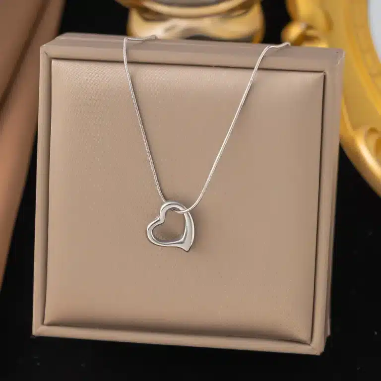 Collier couple coeur argent et doré femme 5