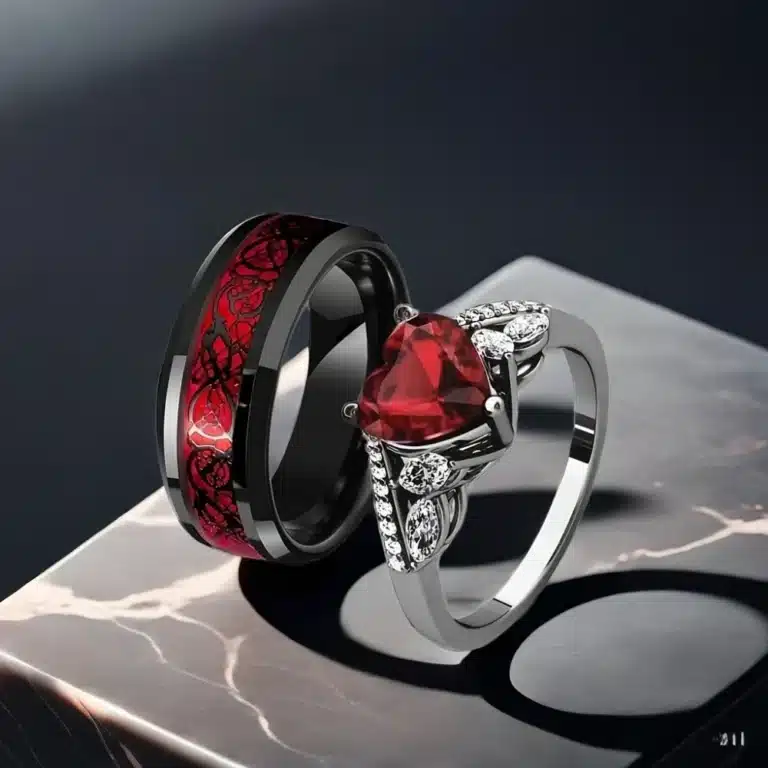 Bague de promesse rouge duo 2