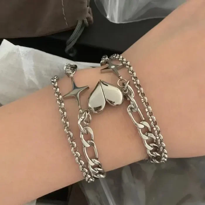 Bracelet couple aimanté coeur épais 1