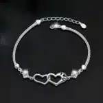 Bracelet double coeur ajouré pour femme 4