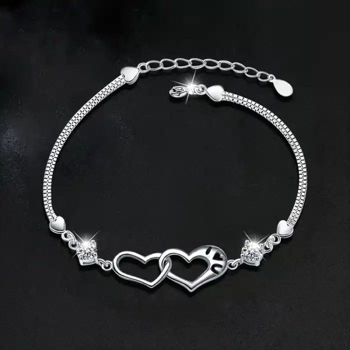 Bracelet double coeur ajouré pour femme 4