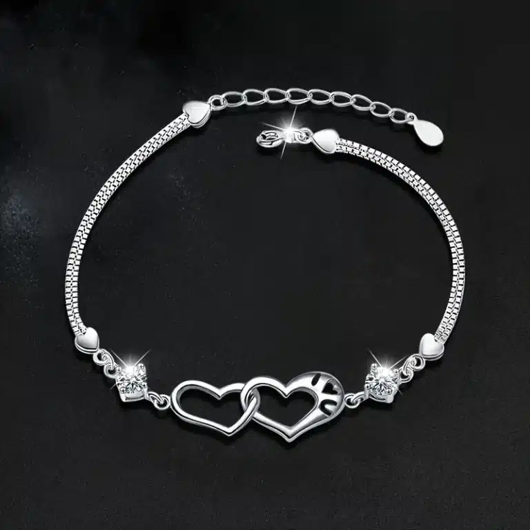 Bracelet double coeur ajouré pour femme 4