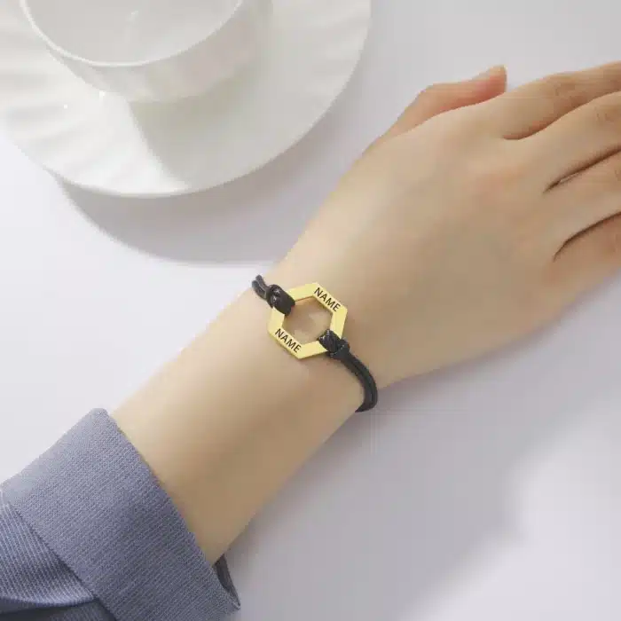 Bracelet couple personnalisé géométrique 3