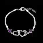 Bracelet double coeur violet pour femme 1