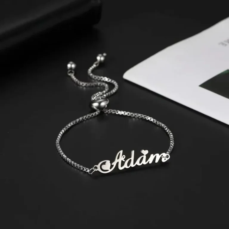 Bracelet prénom personnalisé acier inoxydable 4