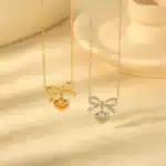Collier noeud avec petit coeur femme 1