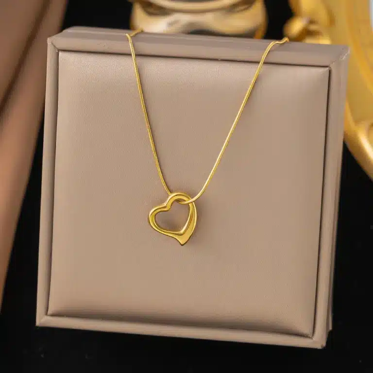 Collier couple coeur argent et doré femme 4