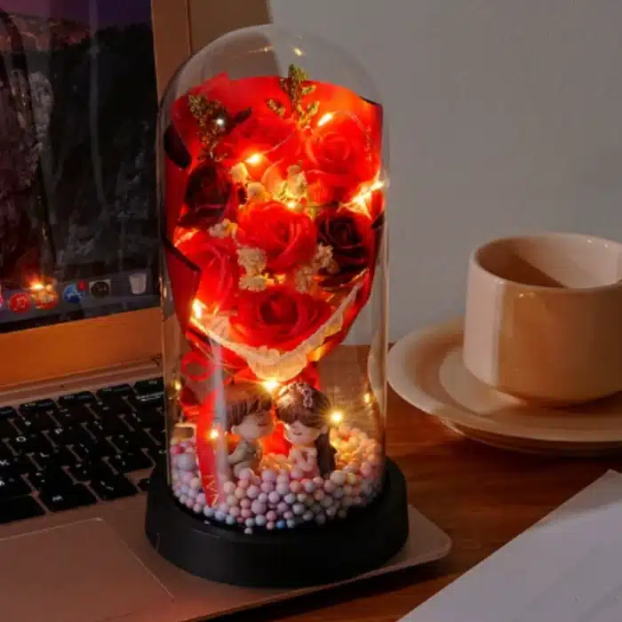 Bouquet rose éternelle lumineuse 2