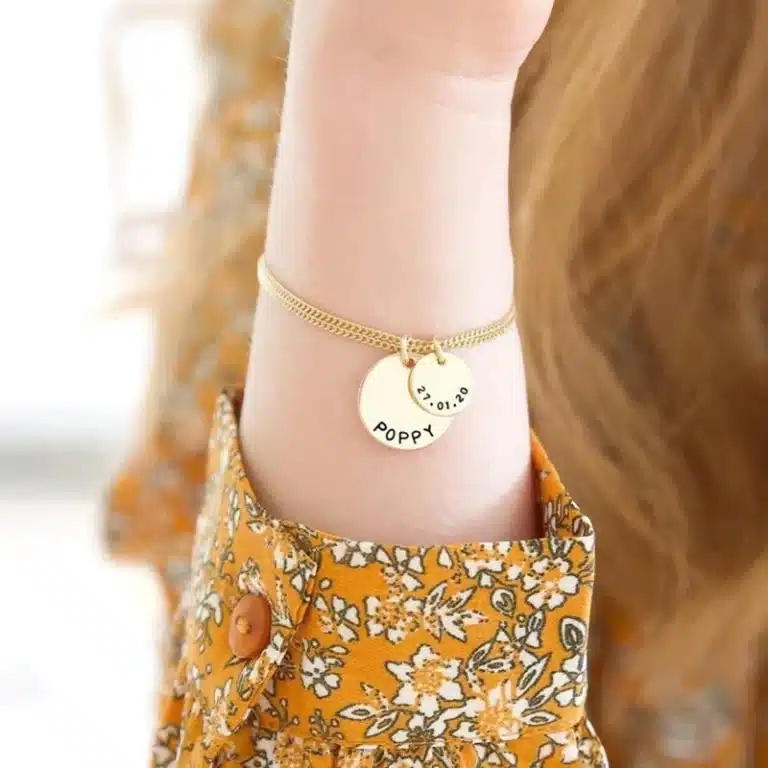Bracelet couple personnalisé double cercle pour femme 1