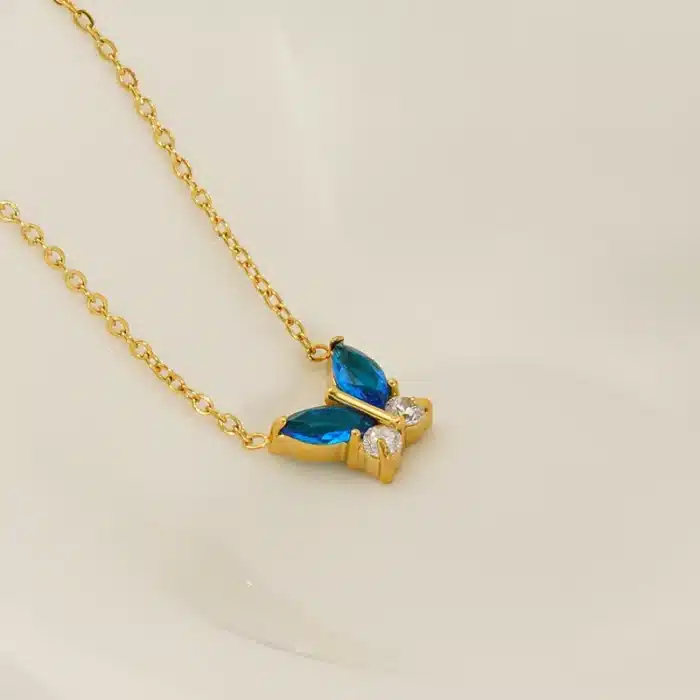 Collier couple papillon femme doré 3