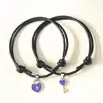 Bracelet couple coeur avec serrure et clé 3