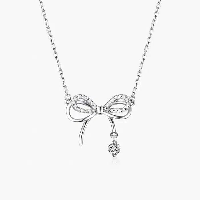 Collier petit nœud argent pour femme 1