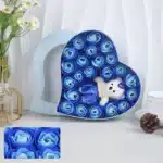 Rose éternelle boite coeur avec nounours 4