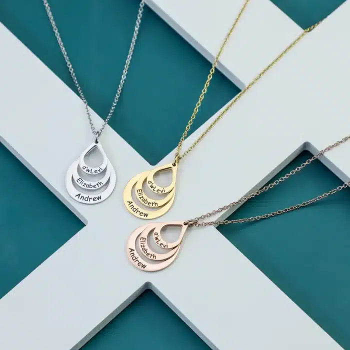 Collier couple personnalisé goutte d'eau pour femme 5