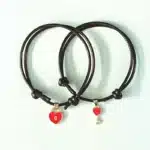 Bracelet couple coeur avec serrure et clé 2