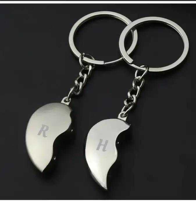 Porte-clés couple coeur initiales 1