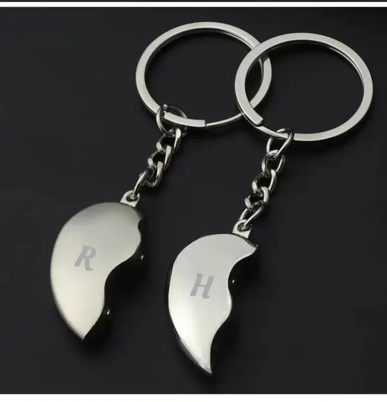 Porte-clés couple coeur initiales 1