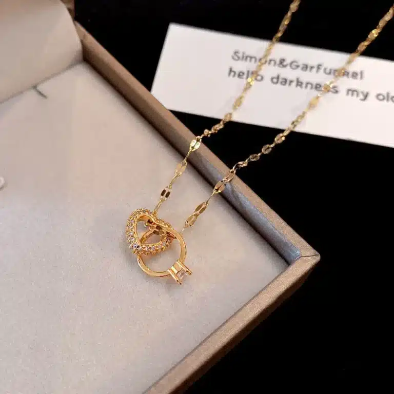Collier couple femme coeur bague 3