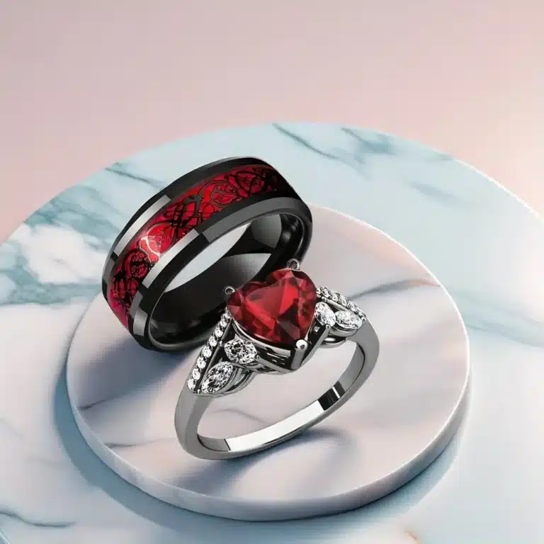 Bague de promesse rouge duo 1