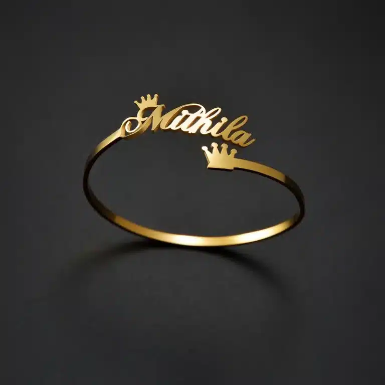 Bracelet prénom personnalisé femme couronne 1