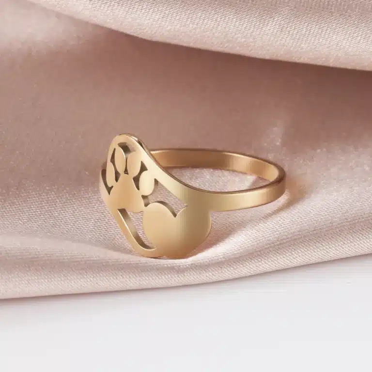 Bague couple patte de chien mignonne 5