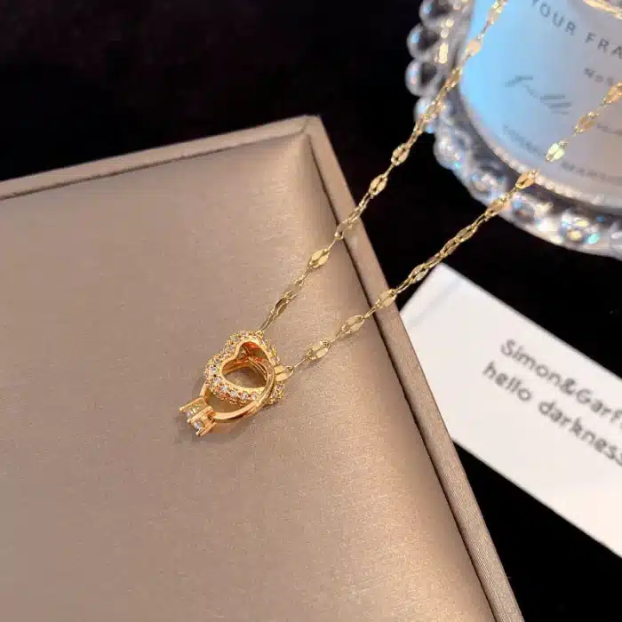 Collier couple femme coeur bague 2