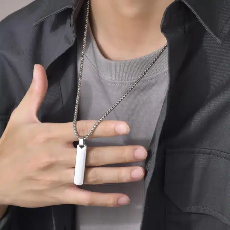 Collier couple barre initiales 3