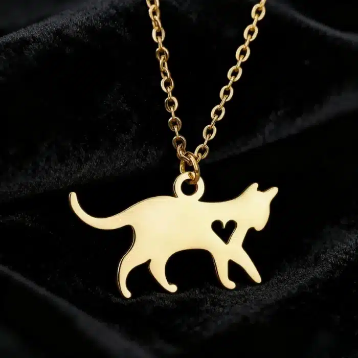 Collier couple chaton coeur femme 2