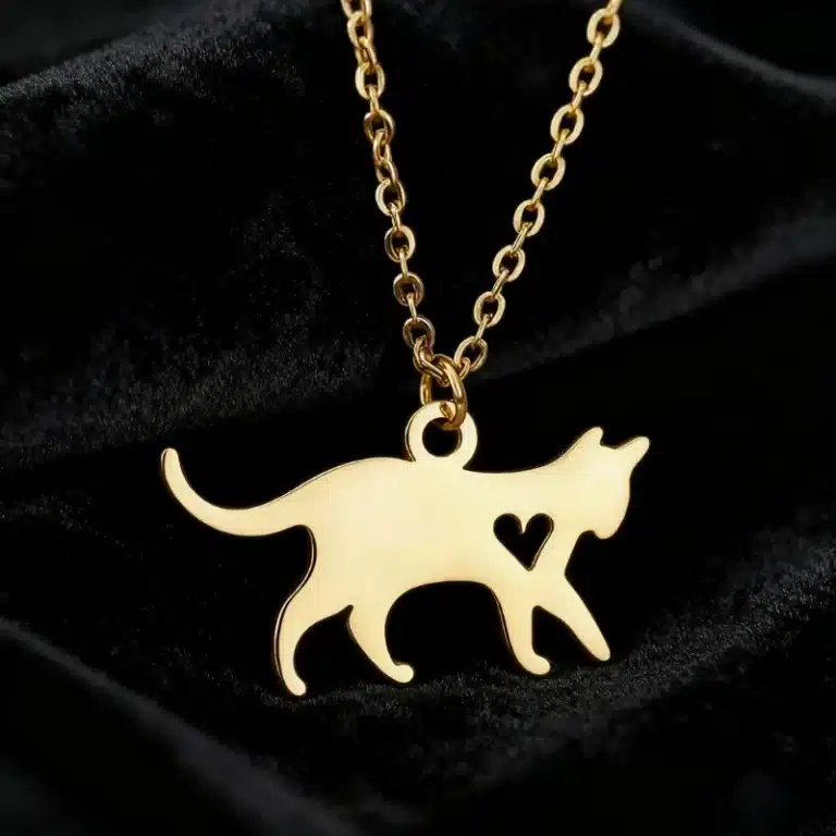 Collier couple chaton coeur femme 2