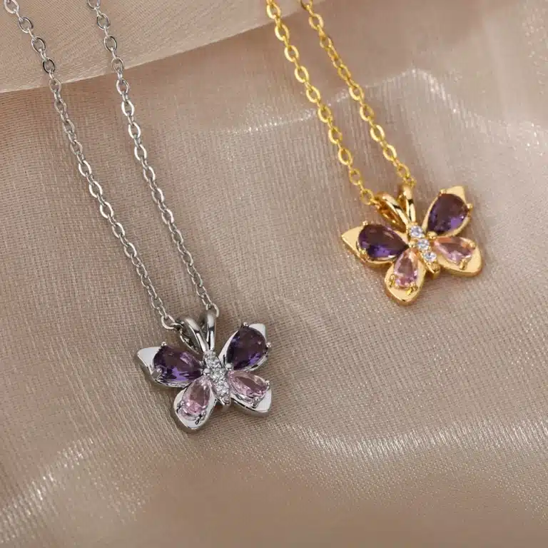 Collier couple papillon femme 2