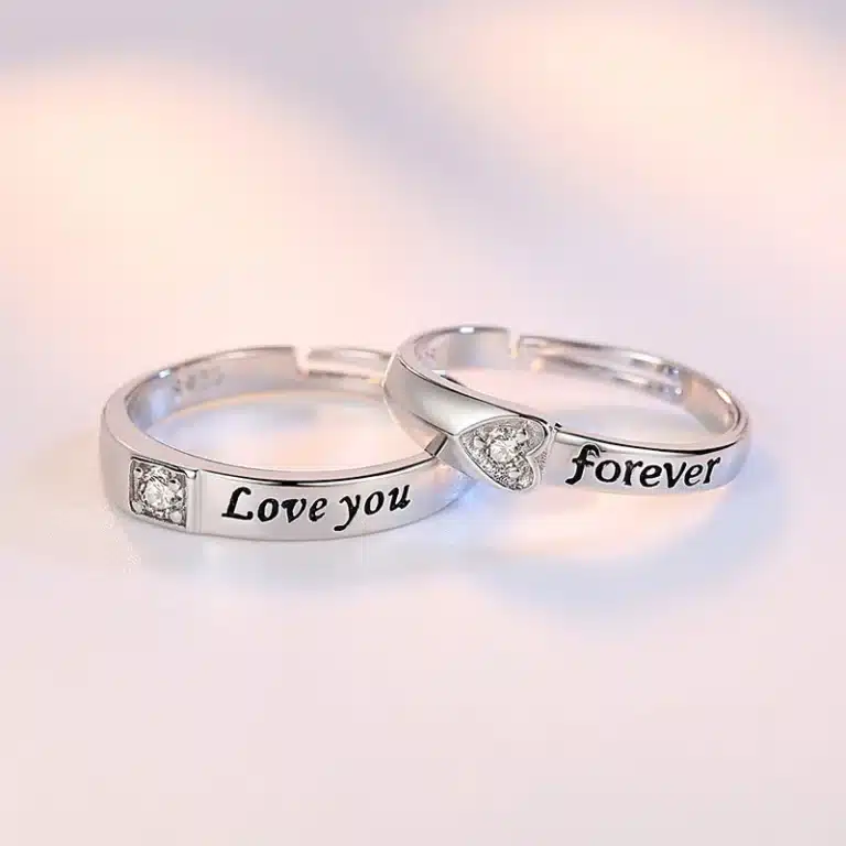Bague de couple argentée ajustable 4