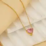 Collier couple coeur coloré pour femme 2