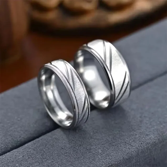 Bagues de promesse pour couple acier 3