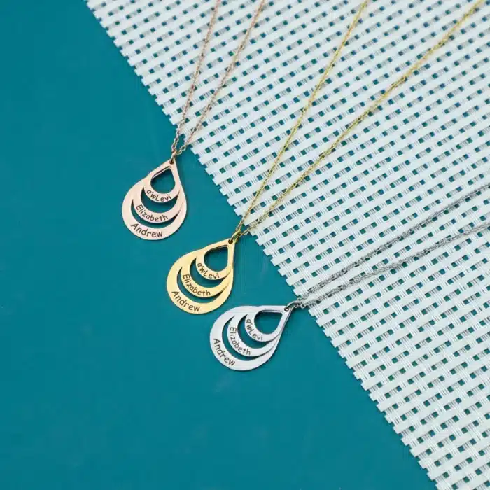 Collier couple personnalisé goutte d'eau pour femme 2